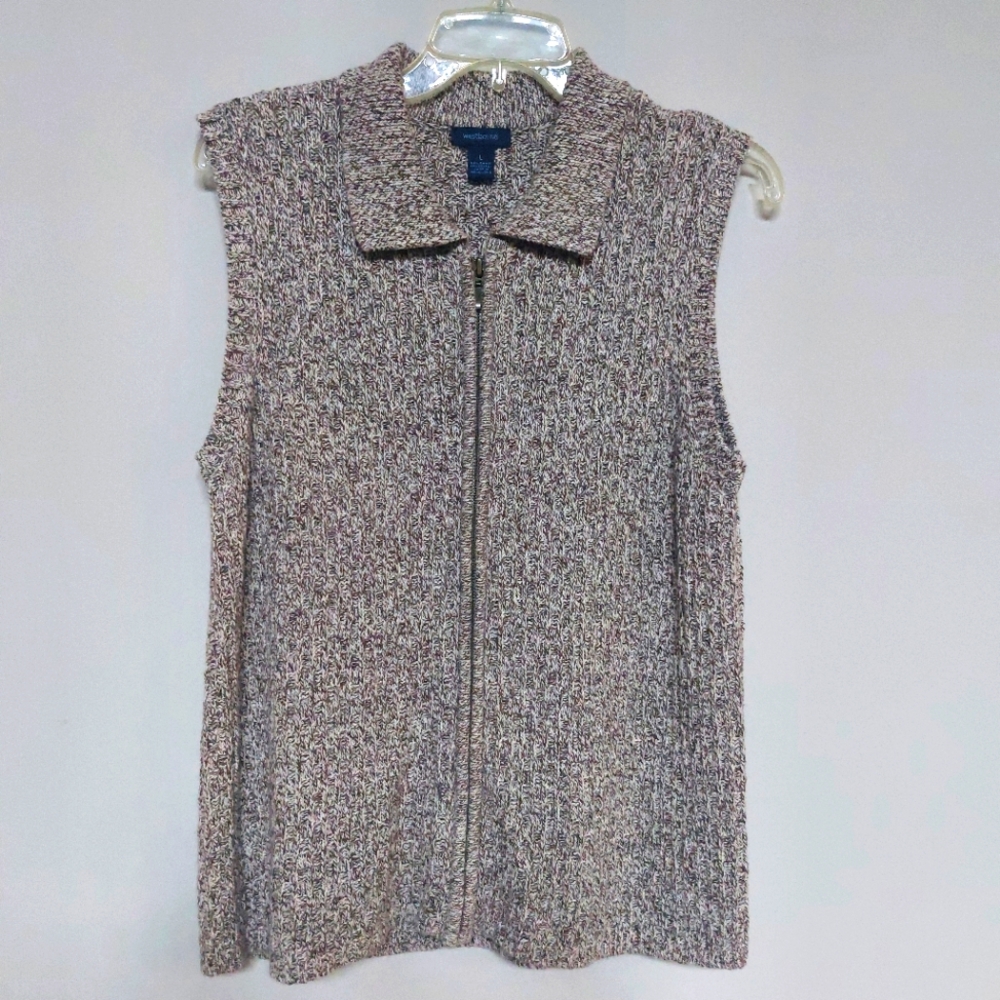 Westbound Unisex Tank Knit Zip-Up Vest Size Large Cotton Blend.